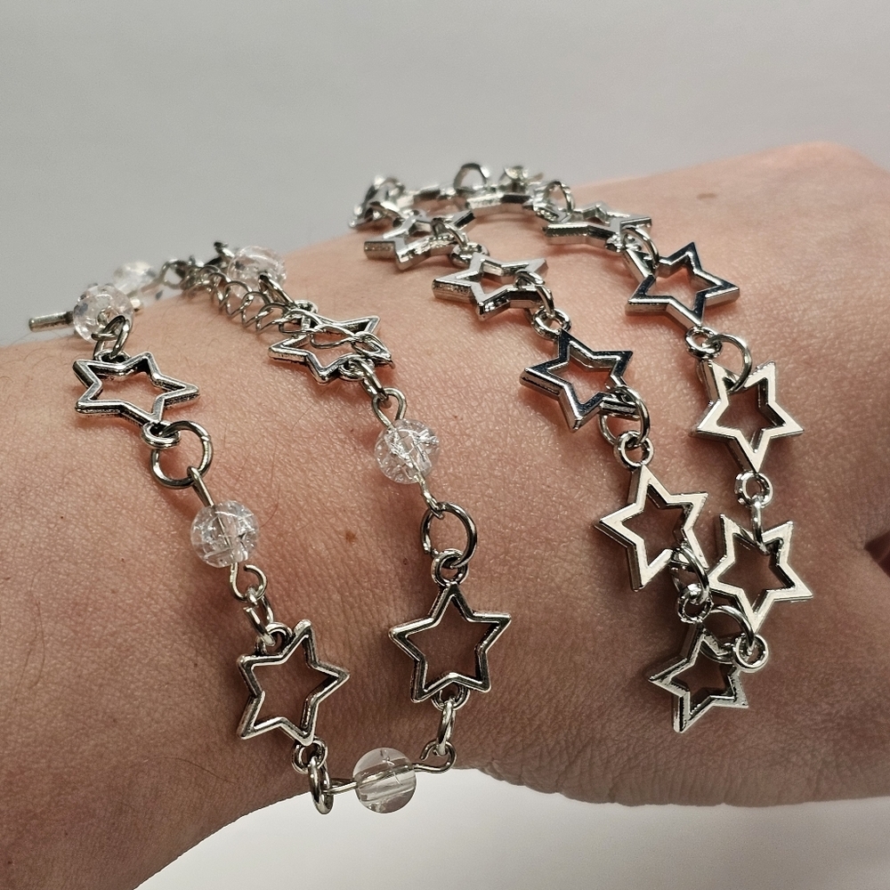 Silver Star 2pc Charm Fashion Bracelet